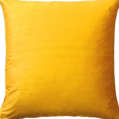 Sankara Deep Yellow Silk Throw Pillow 18x18