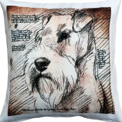 Schnauzer Looking Left Dog Pillow 17x17