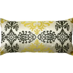 Sumatra Medallion Embroidered Silk Decorative Throw Pillow 12x24