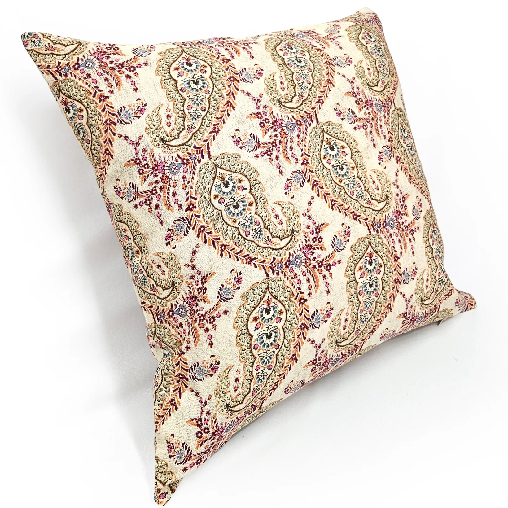 Sunset Paisley Cotton Square Throw Pillow 25x25
