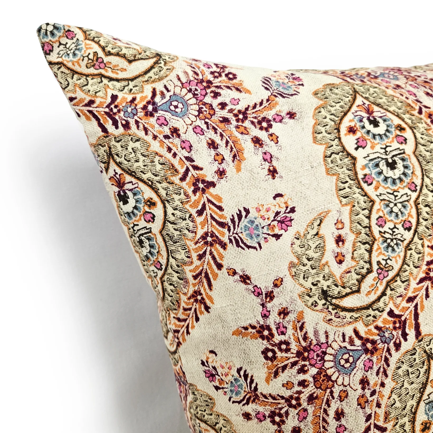 Sunset Paisley Cotton Square Throw Pillow 25x25