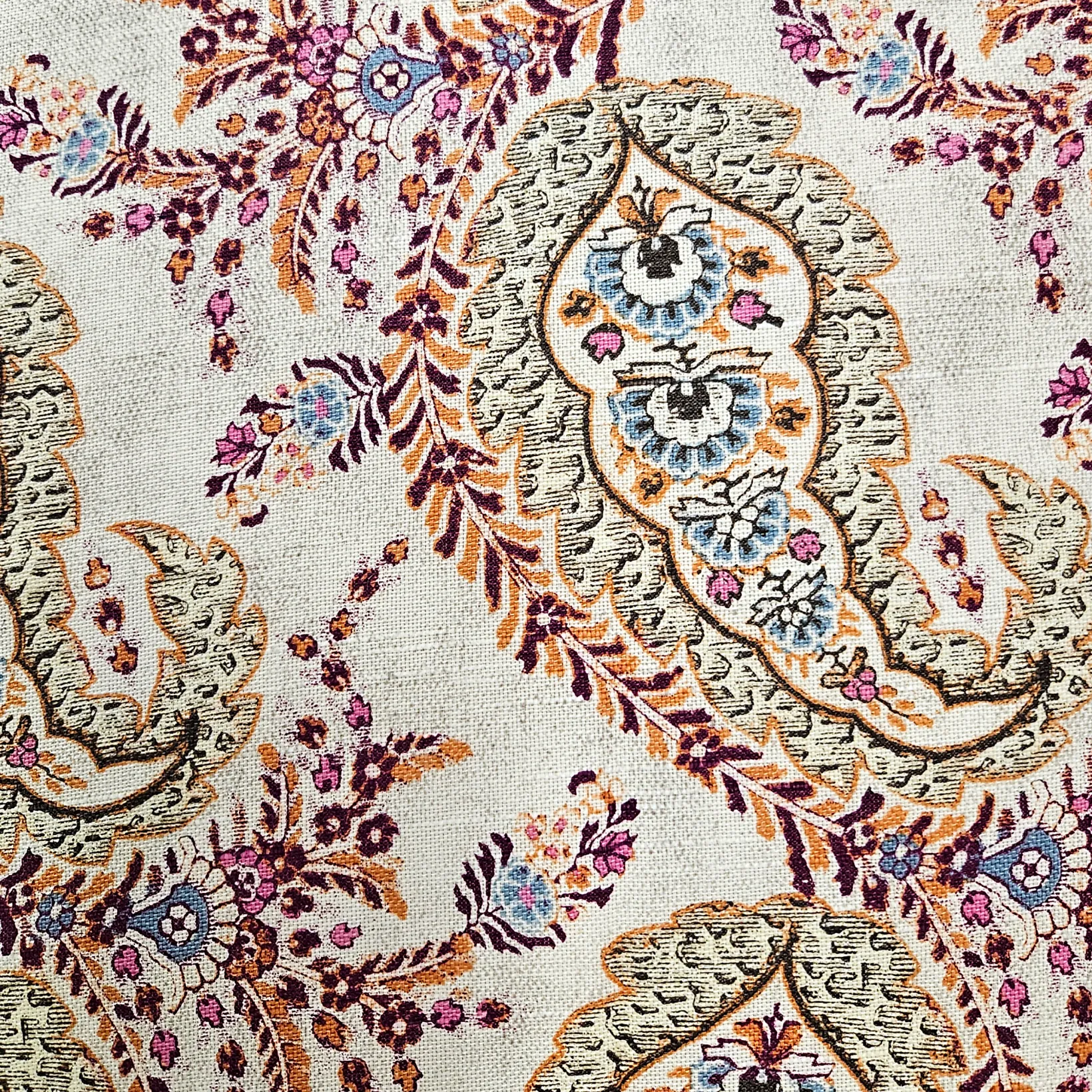 Sunset Paisley Cotton Square Throw Pillow 25x25