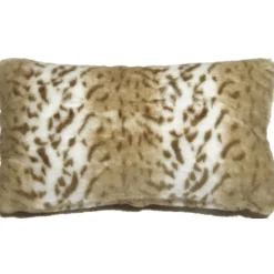 Tawny Lynx Faux Fur 12x20 Throw Pillow