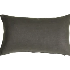Tuscany Linen Charcoal Gray Throw Pillow 12x19