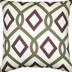 Tuscany Linen Sage Diamond Chain Throw Pillow 19x19