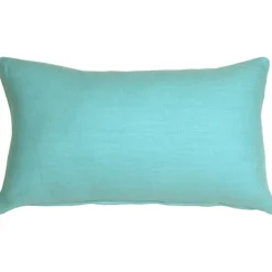 Tuscany Linen Turquoise Throw Pillow 12x19
