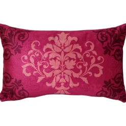 Velvet Damask Rose Throw Pillow 11x18