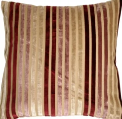 Velvet Multi Stripes Mauve 20x20 Throw Pillow