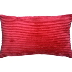 Wide Wale Corduroy 12x20 Red Throw Pillow