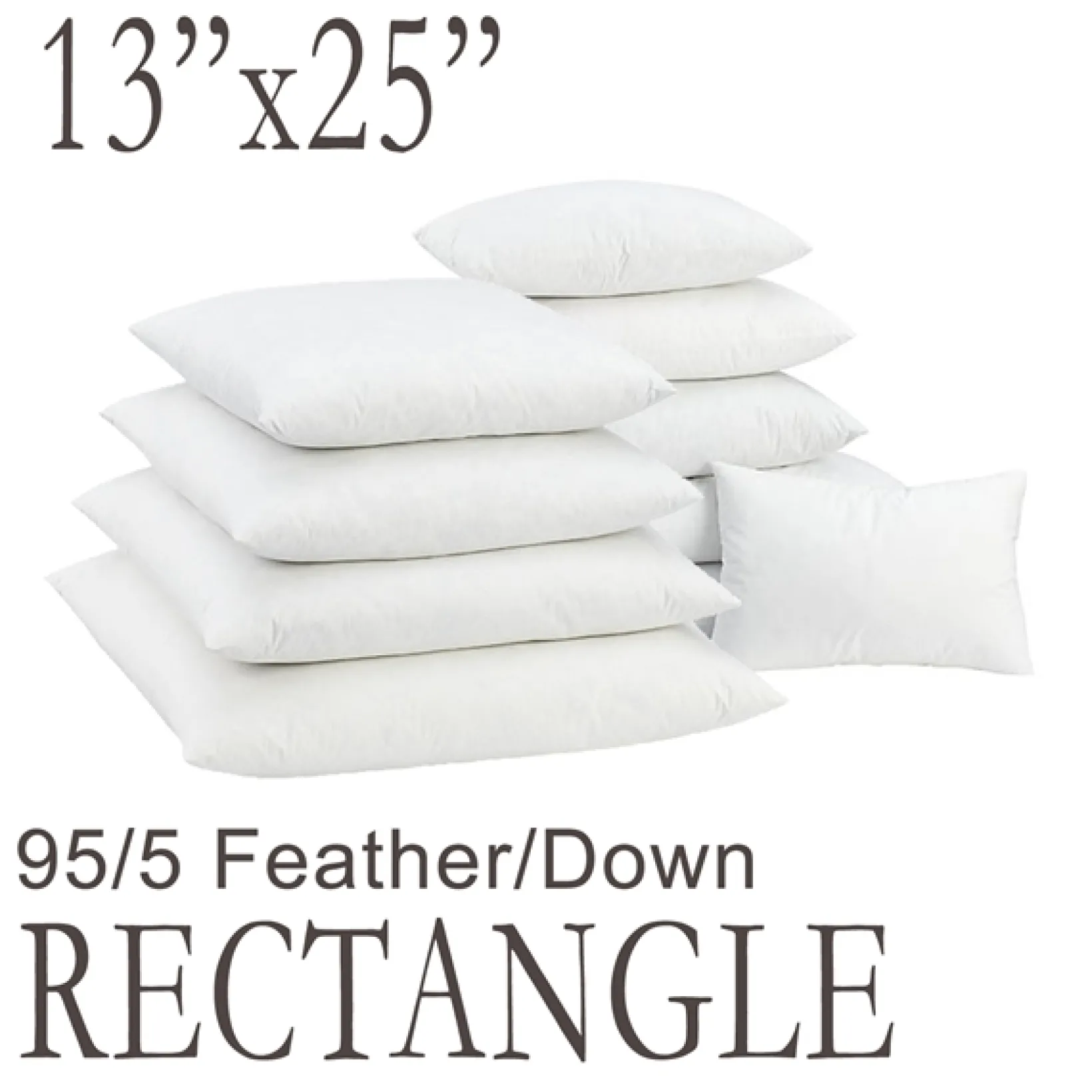 13"x25" Rectangular Feather Down Pillow Form